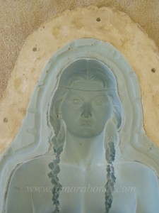 Closeup of face in reverse in silicone.