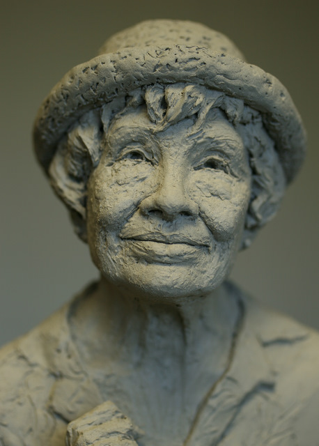 Closeup of Luisa sculpture.