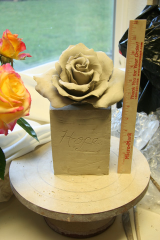 Hope Rose clay sculpture