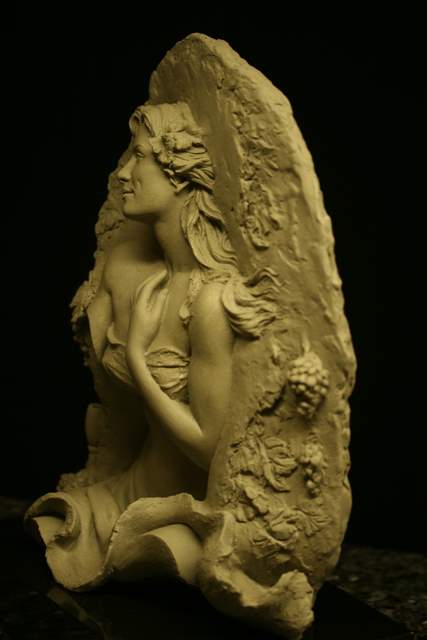 Side view of clay relief.